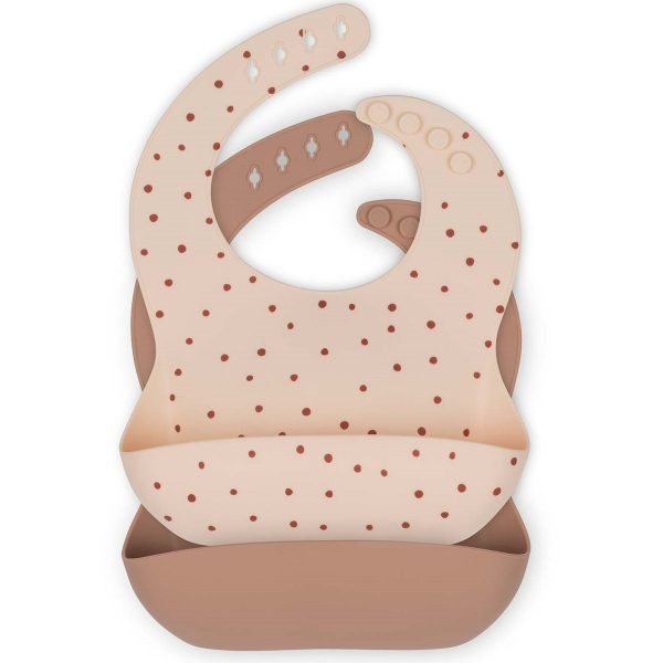 2 PACK SILICONE BIB - RASPBERRY RED DOT/BARK