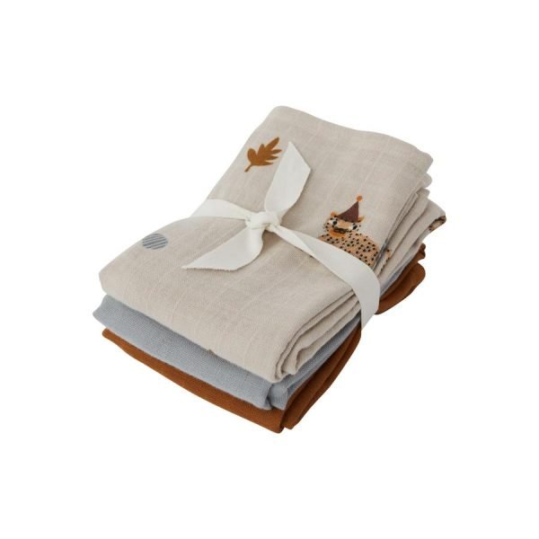 MUSLIN SQUARE - LEOPARD - 3 PCS/PACK - CLAY