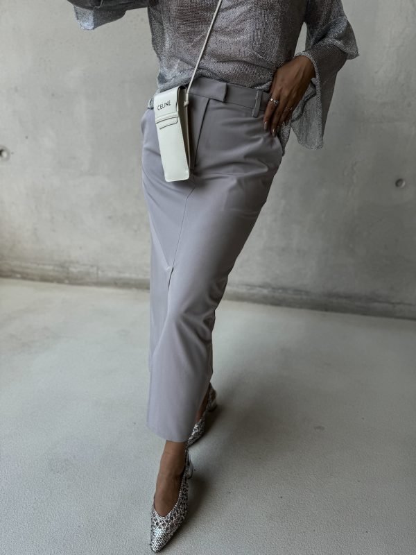 Grey Midi Office Skirt