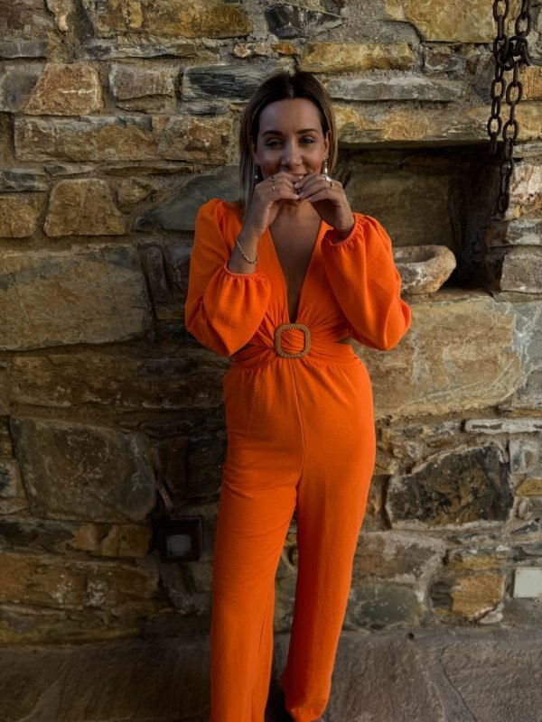 Orange Jumpsuit with Cut-outs
