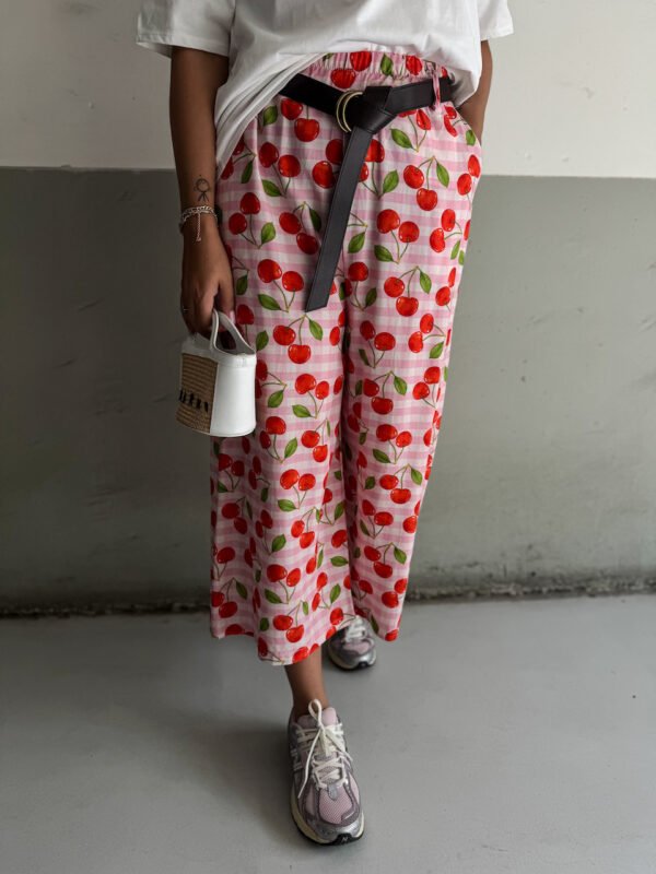 Cherry Pants with Elastic waist and Belt