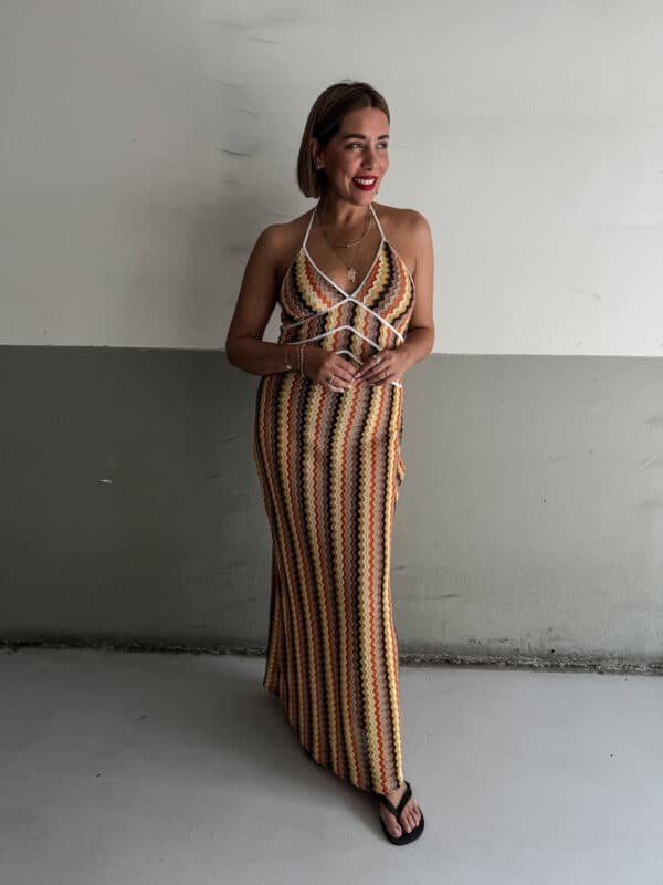 Knit Backless Dress Brown