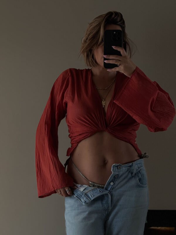 Tile Red Wrap Top