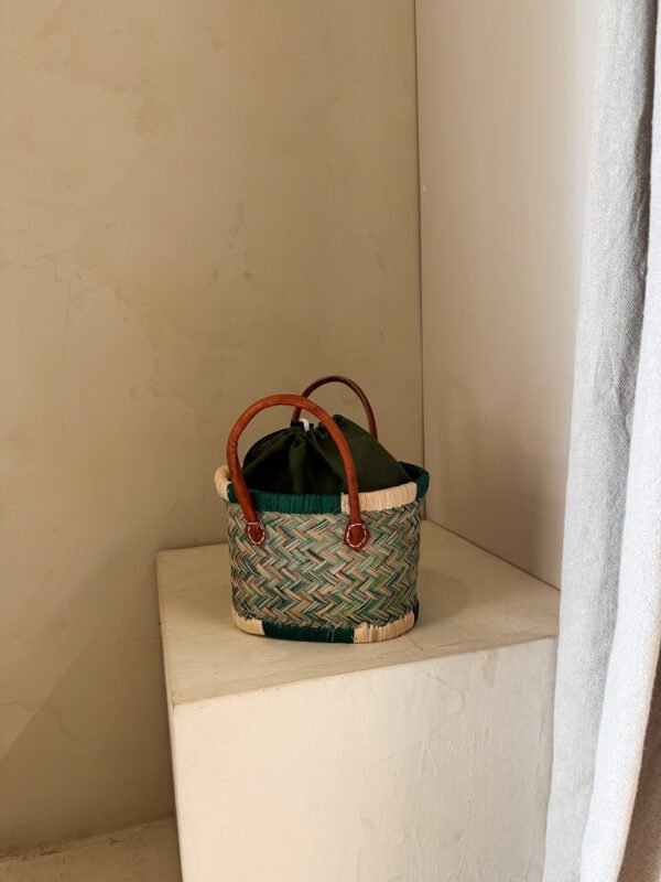 Mini Straw Bag Green/White