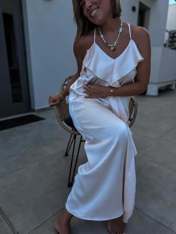 Ecru Satin Dress