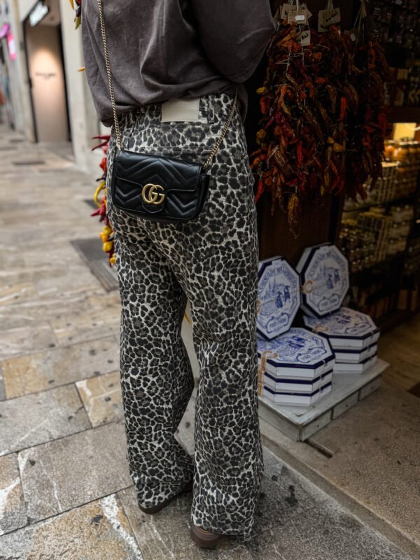 Leopard Elastic Denim Trousers