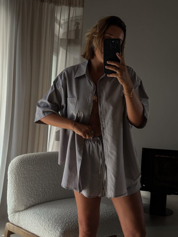 Grey Co Ord Shirt & Shorts
