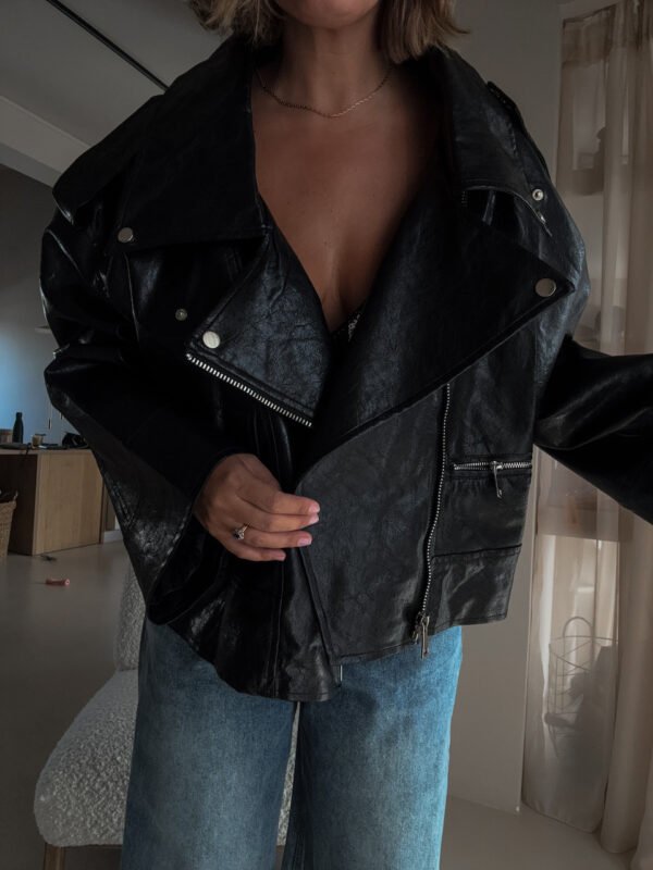 Vegan Leather Biker Oversized Jacket