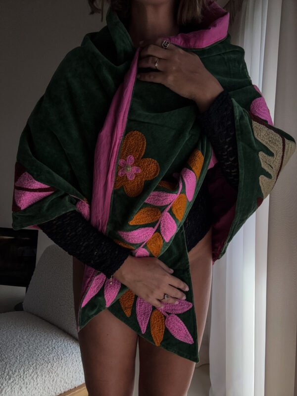 Green Embroidery Shawl