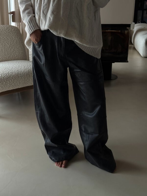 Black Vegan Leather Trousers