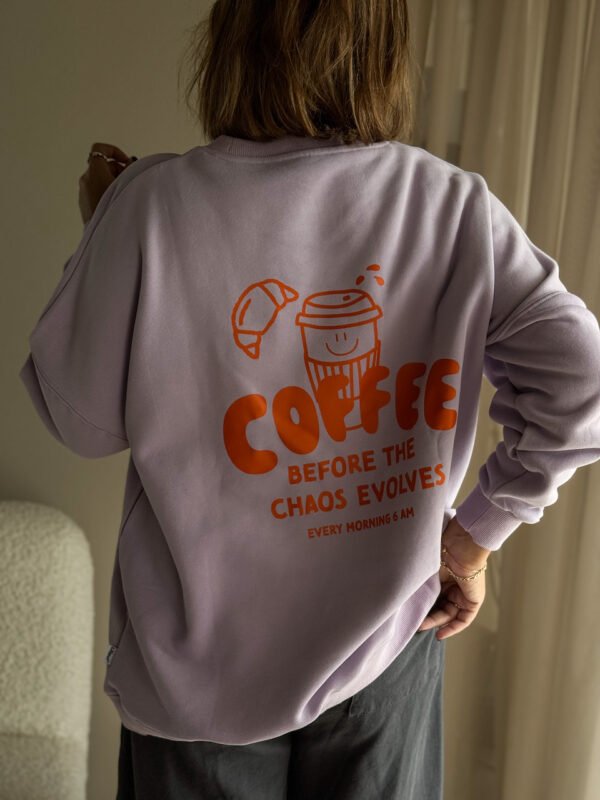 "Coffee before Chaos" Sweatshirt Purple
