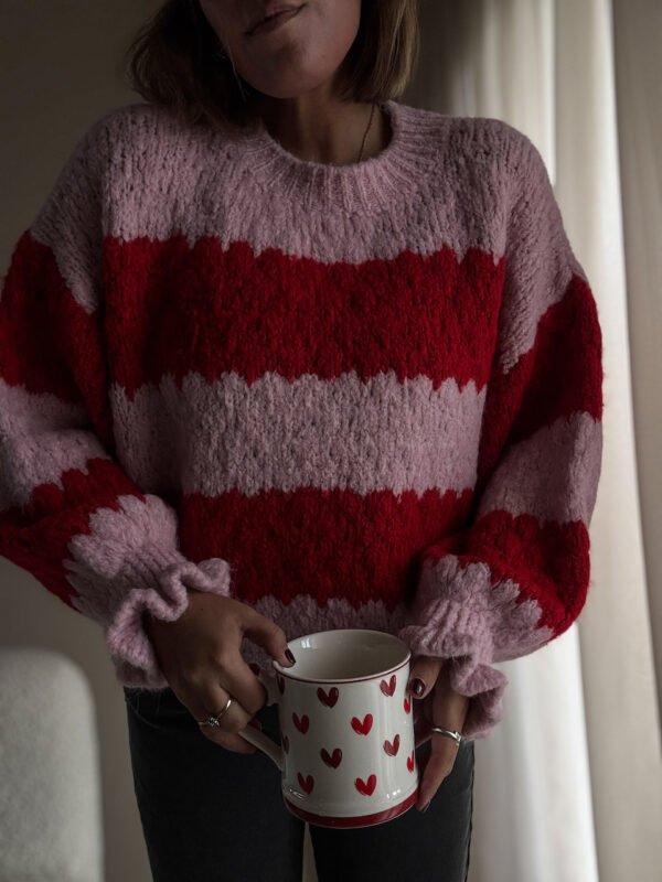 Pink & Red Striped Sweater