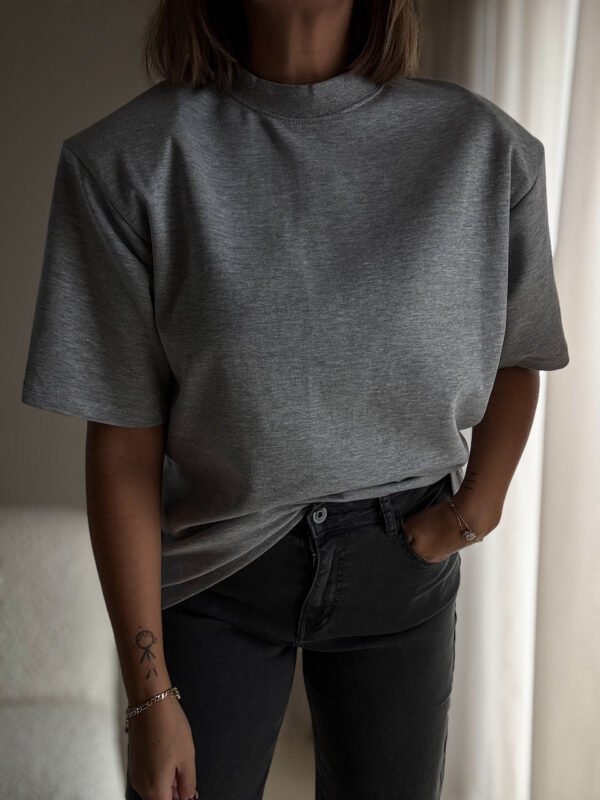 Grey Shoulder Pad T-shirt