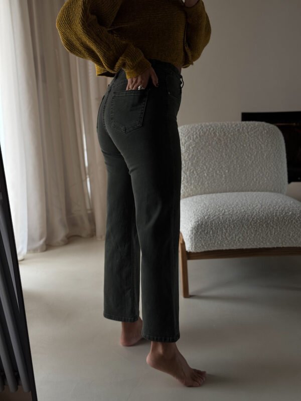 Khaki Elastic Denim Trousers