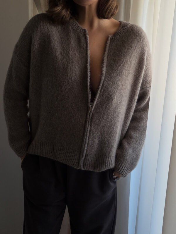 Beige Cardigan with Zip