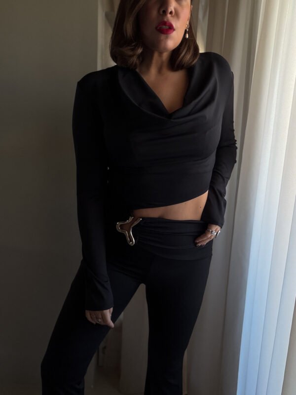 Black Elastic Jumpsuit with Cut-outs