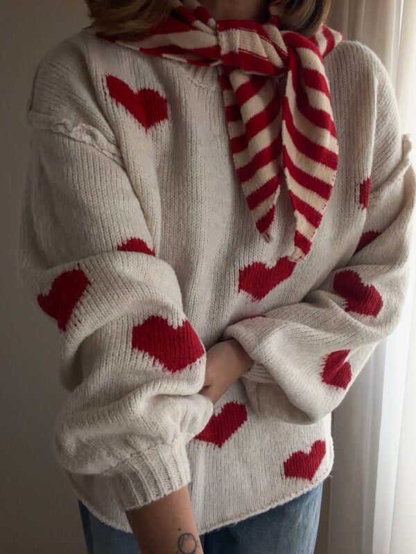 Ecru Jumper with Hearts