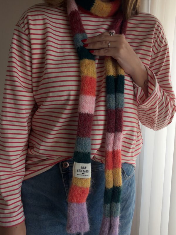 Rainbow Striped Thin Scarf Orange