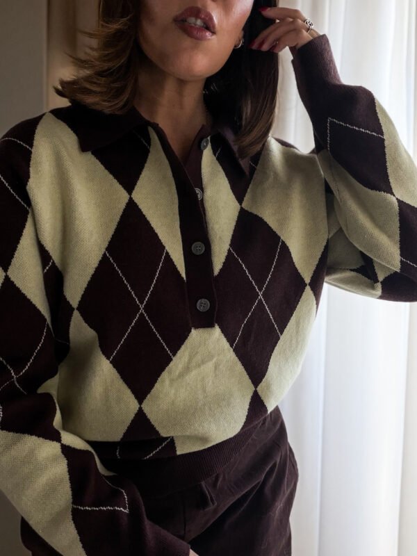 Brown & Yellow Collar Jumper