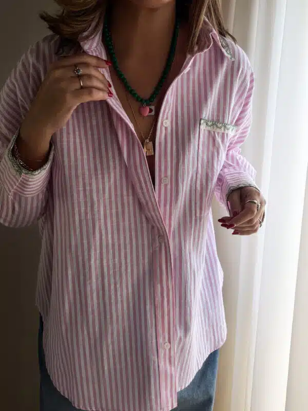 Pink Striped Oversized Shirt