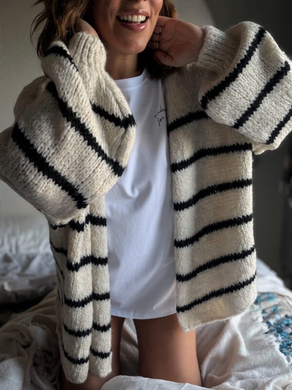 Ecru Striped Cardigan