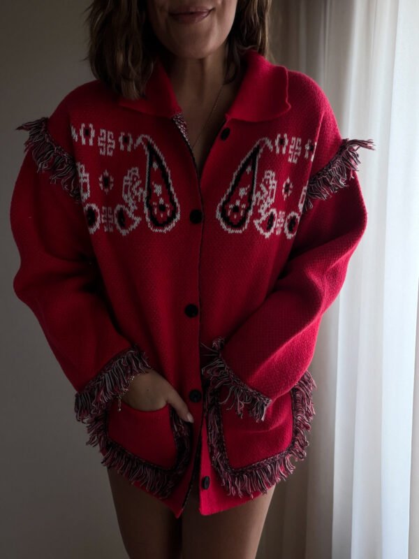 Red Paisley Cardigan