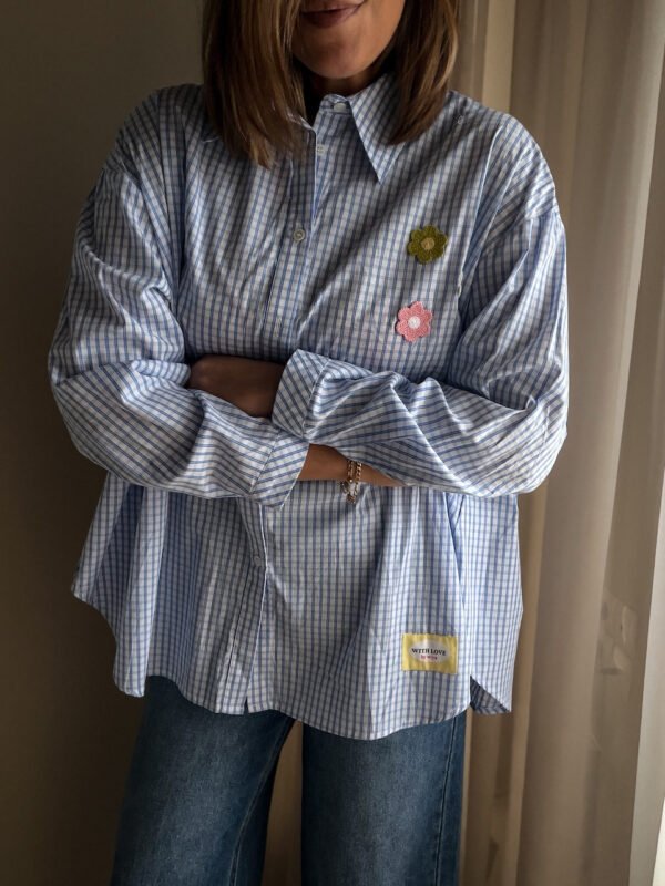 Blue Shirt with Flowers
