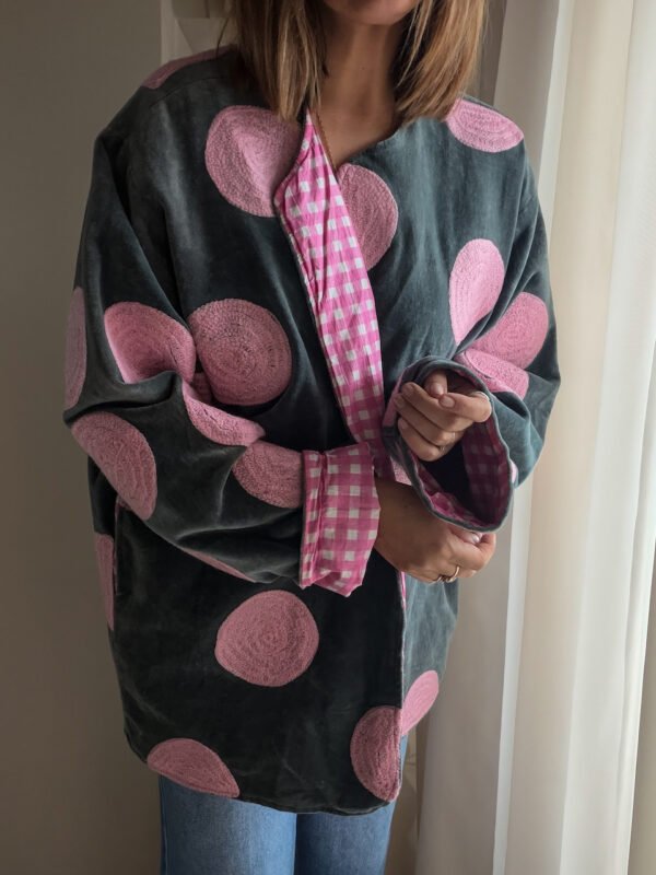 Oversized Velvet Jacket with Dots