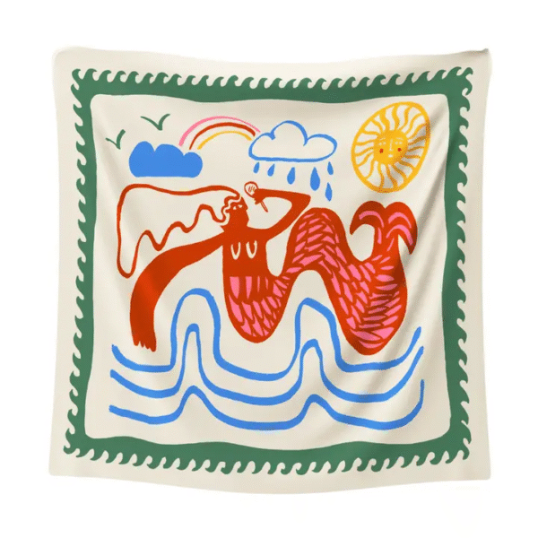 Medium Scarf the Mermaid / Silk & Cotton