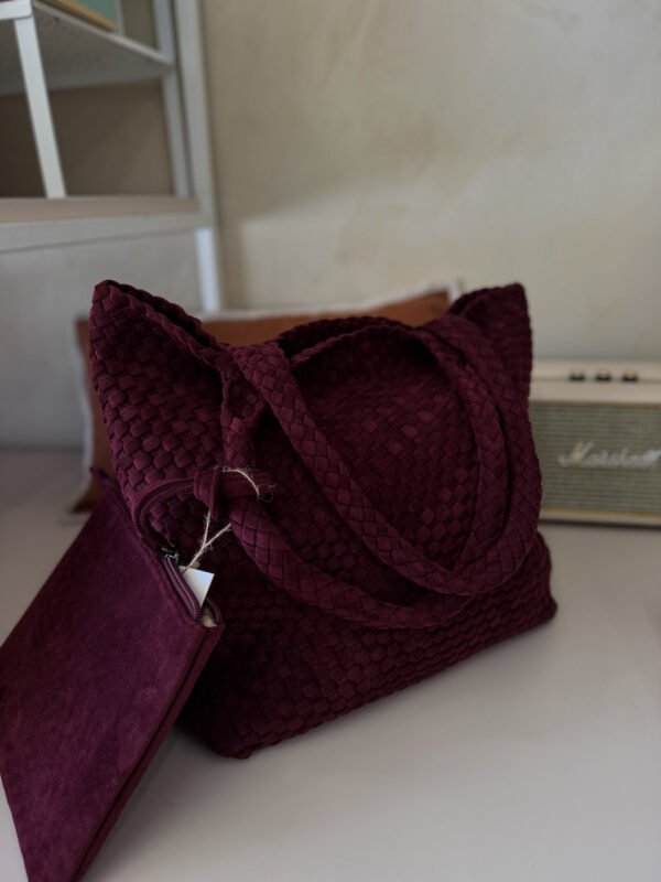 Burgundy Velvet Shoulder Bag