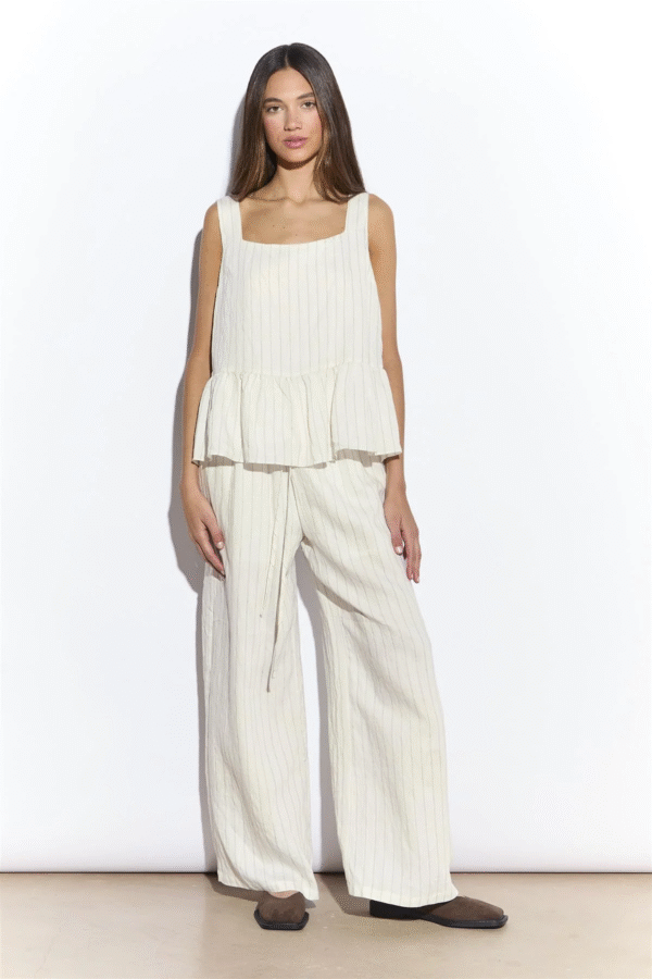 Pinstripe Trousers with Elastic Waist