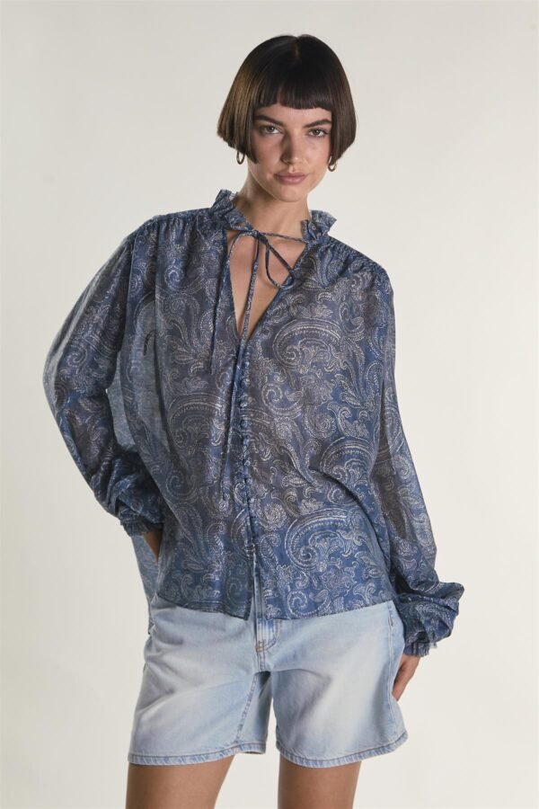 Blue Paisley Chiffon Blouse