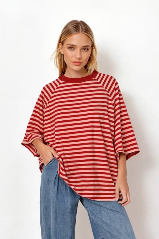 Striped Rouge Oversized Blouse