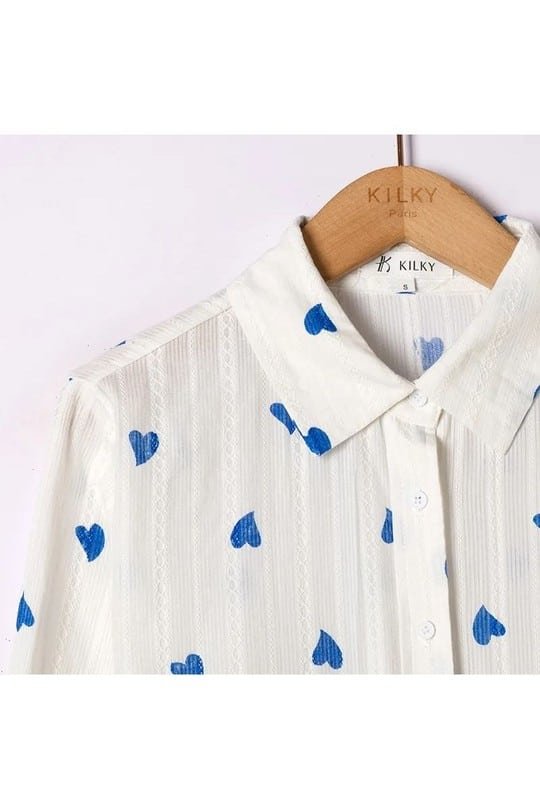 Shirt with Blue Hearts