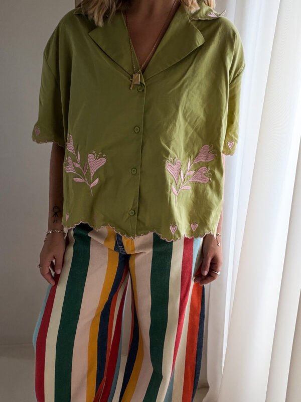 Olive Green Embroidery Shirt