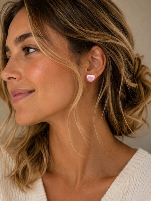 Pink Love Heart Earrings