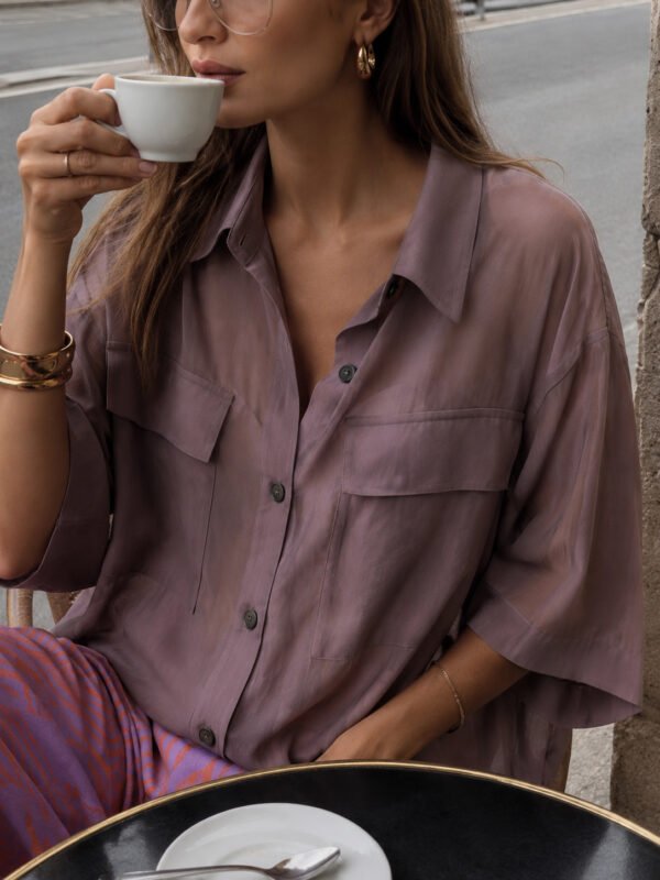 Oversized Sheer Mauve Shirt