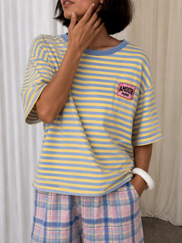 Oversized Ριγέ T-Shirt “Amour Paris”