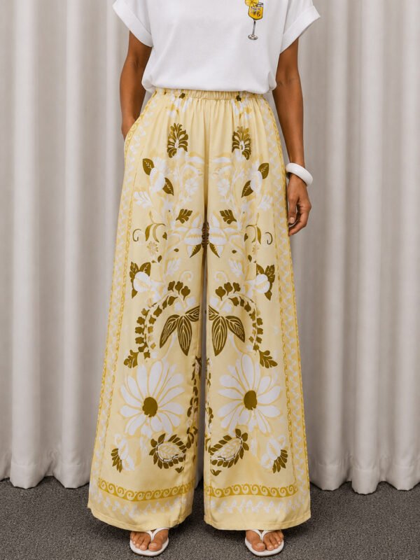 Floral Palazzo Παντελόνα σε Lemon Sorbet Απόχρωση