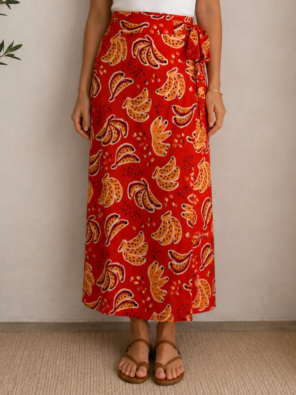 Banana Print Wrap Midi Φούστα