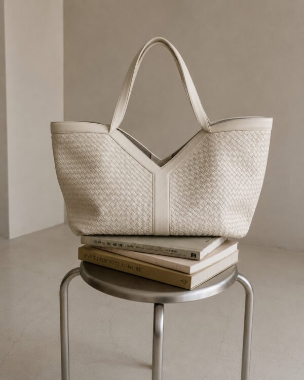 Ivory Woven Tote Bag