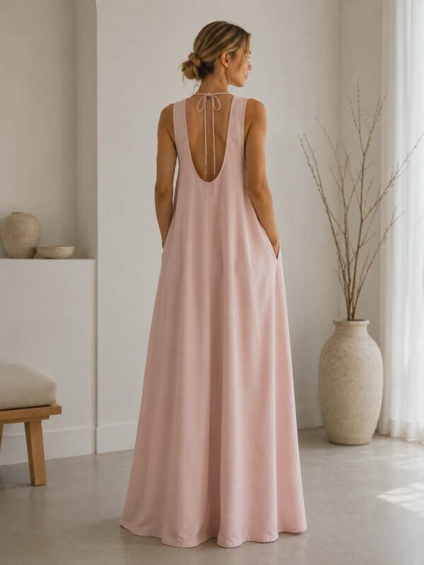 Ethereal Back Maxi Dress – Powder Pink