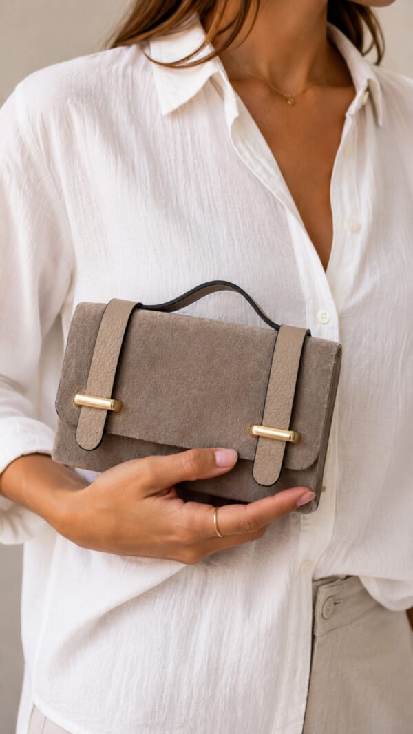 Taupe Leather Crossbody Bag