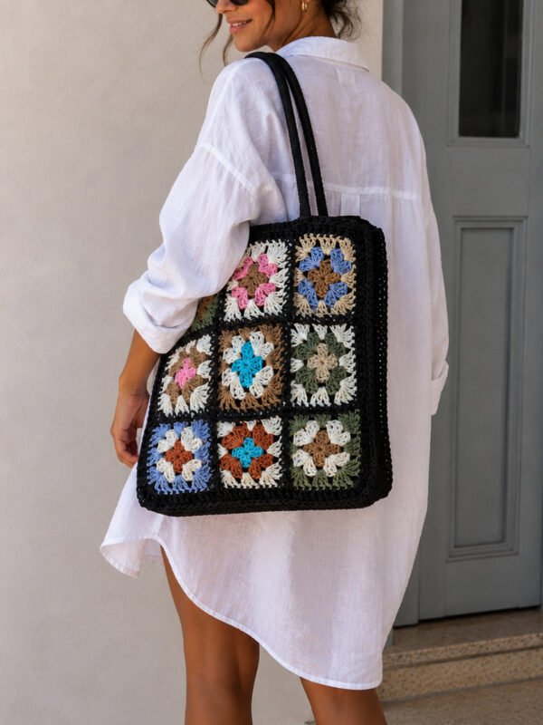 Πλεκτή Crochet Tote Τσάντα Granny Squares