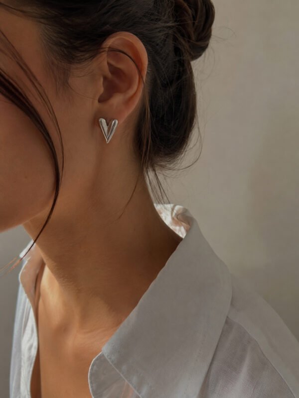 Silver Heart Stud Earrings
