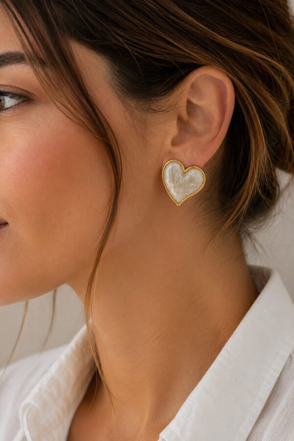 Marble Heart Stainless Steel Stud Earrings