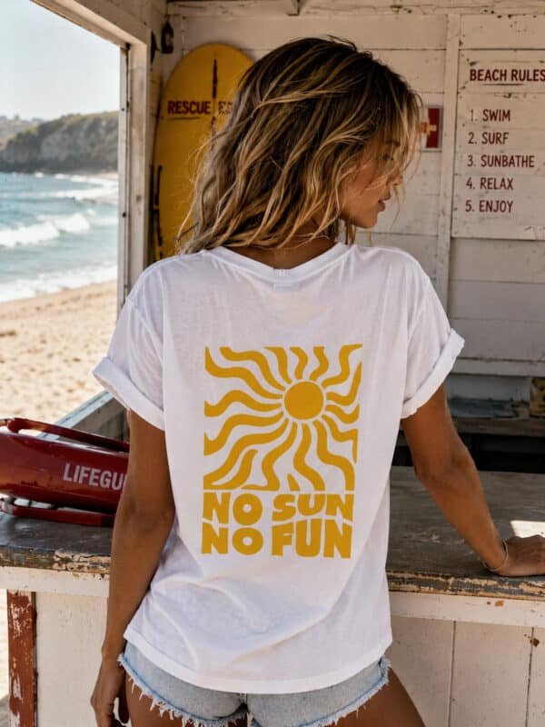 No Sun No Fun Oversized T-Shirt – White