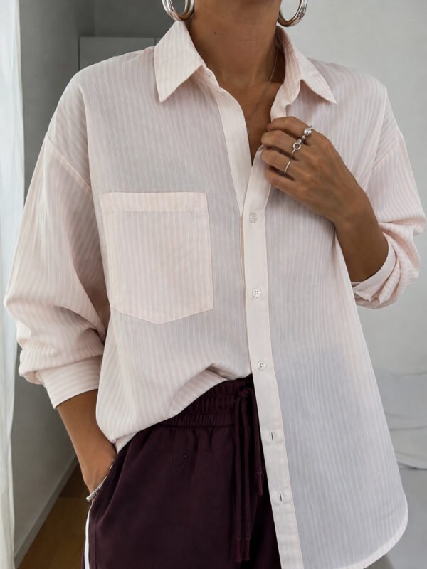 Ριγέ Ροζ Oversized Shirt