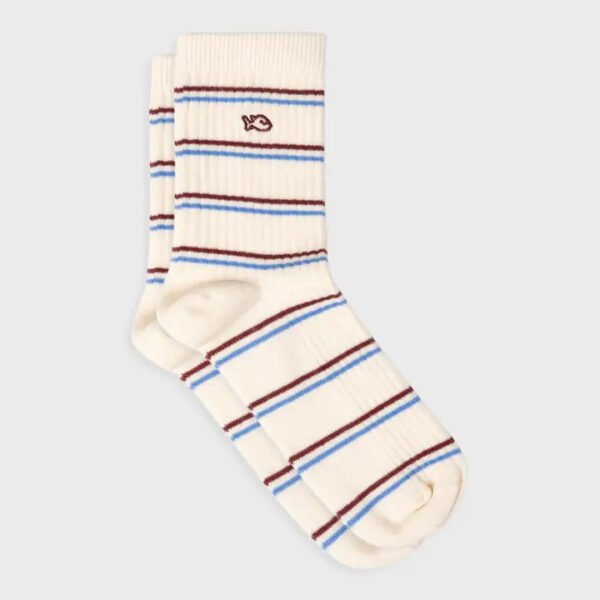 Striped Combed Cotton Socks - Beige