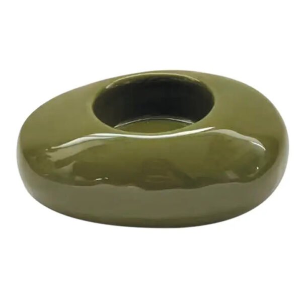 Khaki Pebble Candle Holder L10 × D6 × H4.5 cm